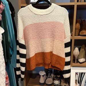 Harper Colorblock Sweater - Cream, Pink, Orange